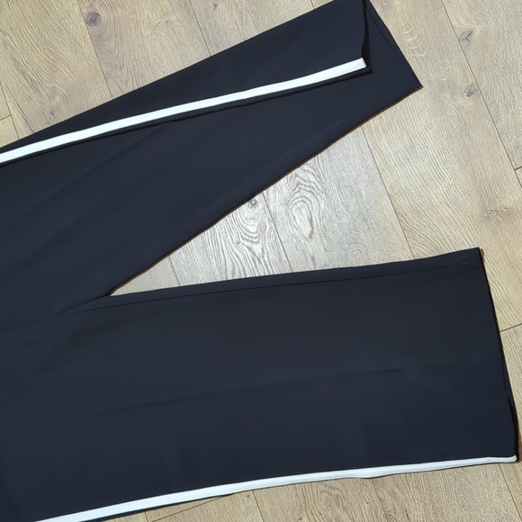 Jason Wu Women's Black Side Stripe Flat Wide Leg Trouser Dress Pants Size 10 - Picture 3 of 10